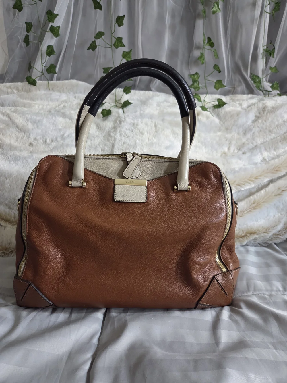 Furla Two-Tone Leather Satchel